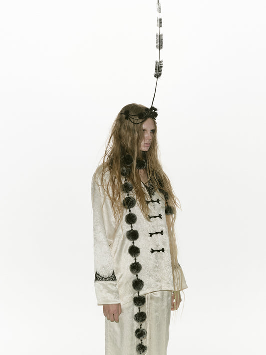 lace collar sleep china button shirt Ivory【Delivery in January 2026】