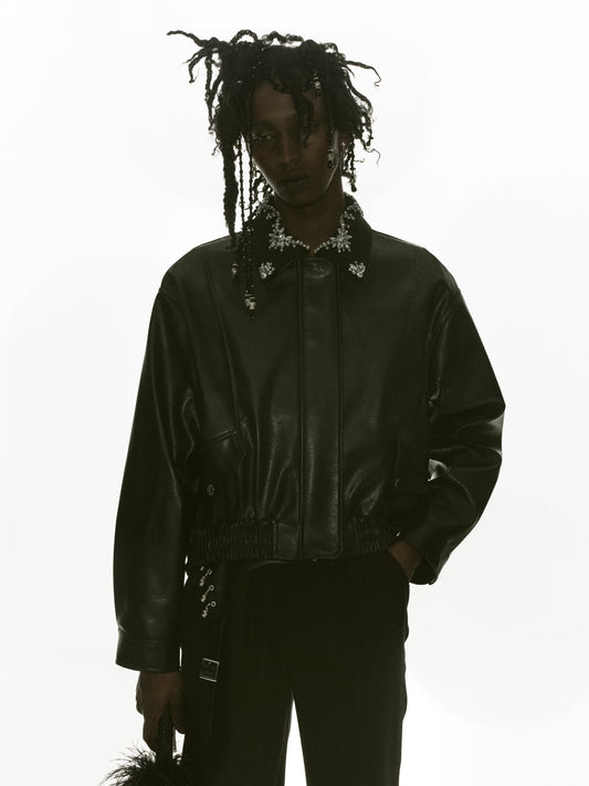 crystal bijou collar 2WAY blouson【Delivery in January 2026】