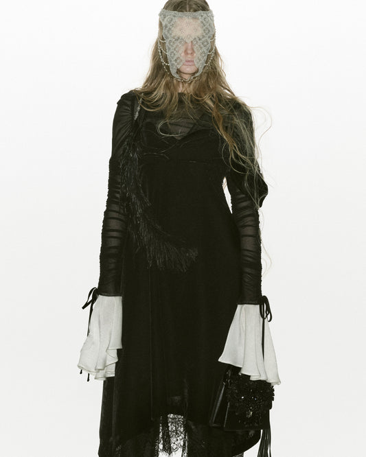 dropped shoulder velour cami dress【stock】