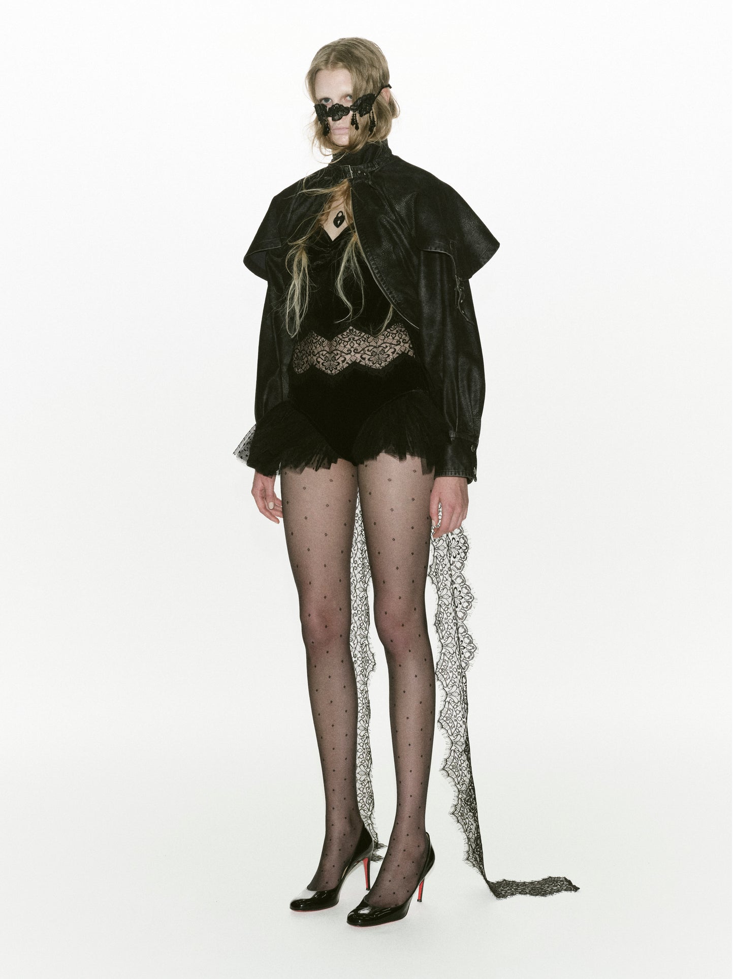 drawstring fade leather blouson Black【Delivery in August 2025】