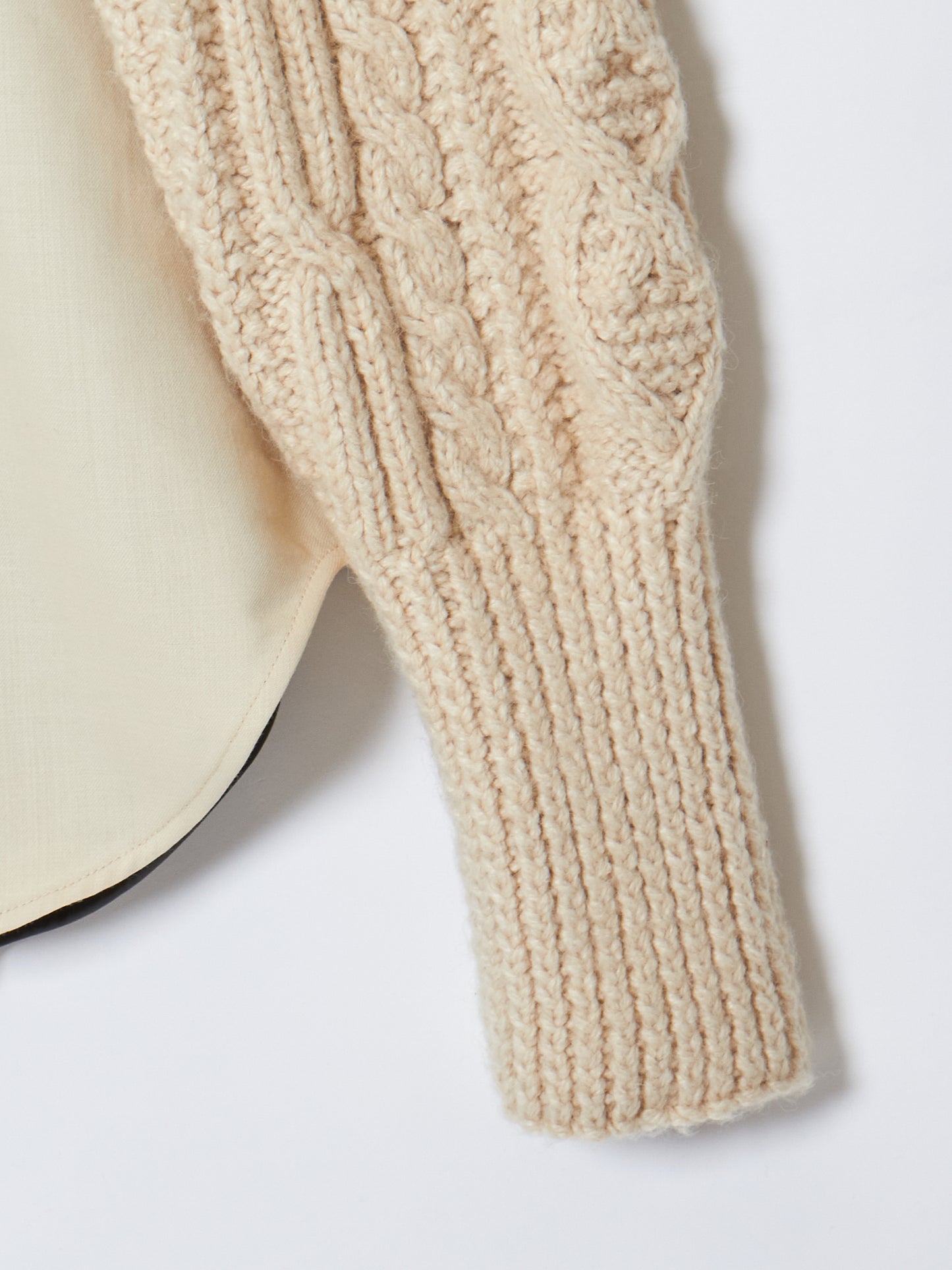 knit sleeve faux leather shirt【Delivery in February 2026】