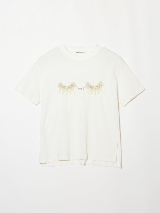 Pearl bra T-shirt White【Delivery in January 2023】
