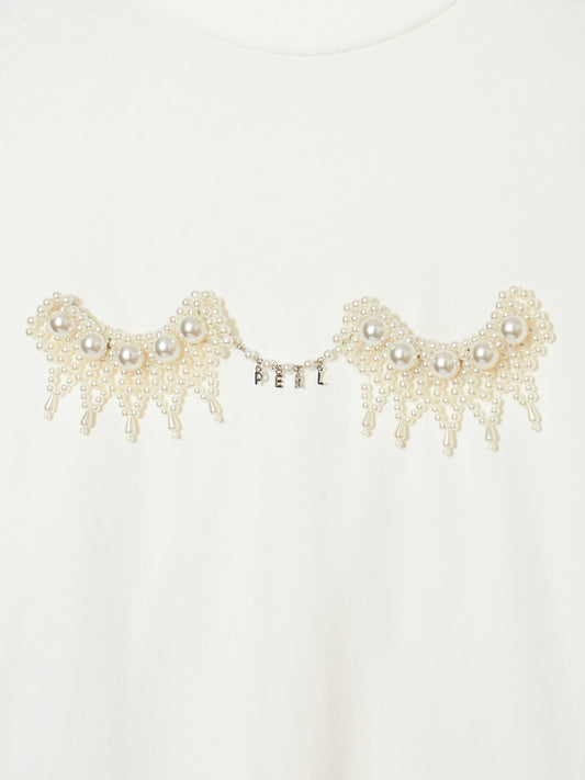 Pearl bra T-shirt White【Delivery in January 2023】