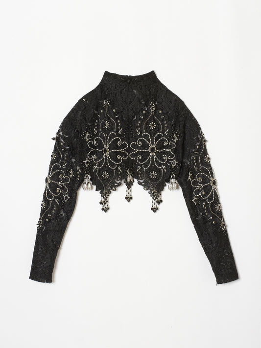 black lace bijou pullover【Delivery in March 2025】