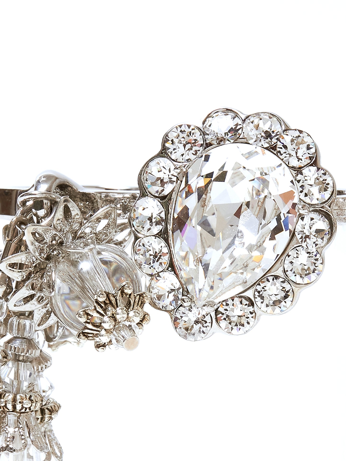 crystal bijou knuckle ring silver【Stock】