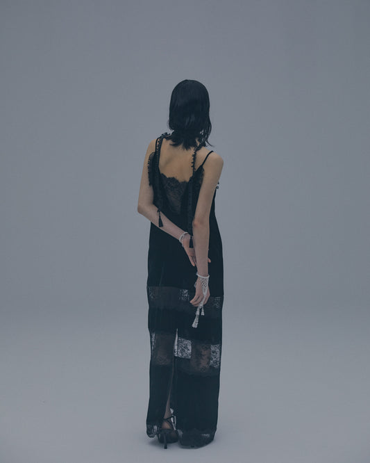black lace velour camisole dress【Delivery in April 2025】