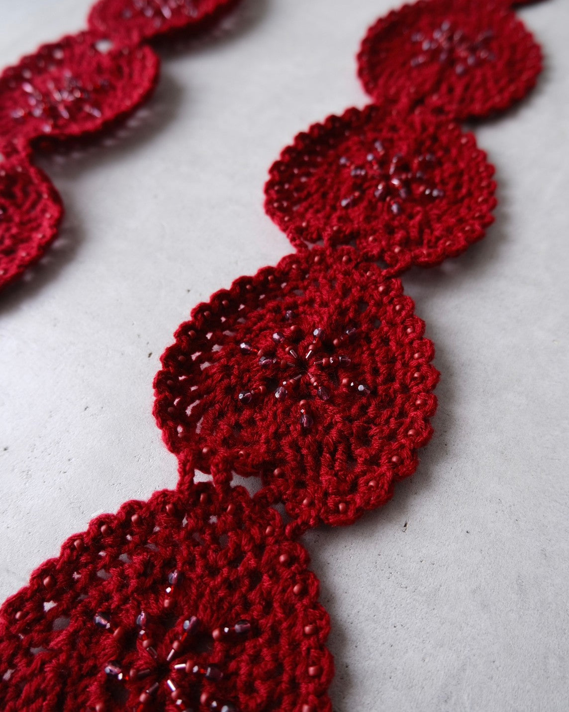 heart knit scarf RED【Delivery in March 2023】
