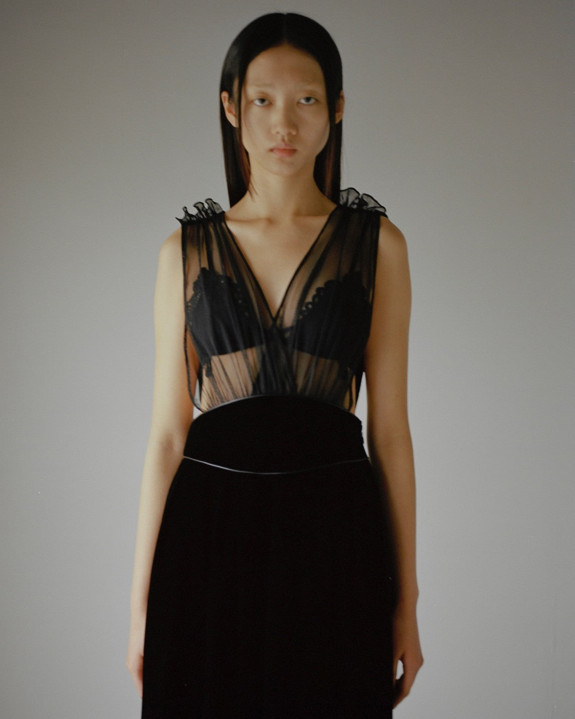 Front tulle velvet dress【Delivery in December 2024】