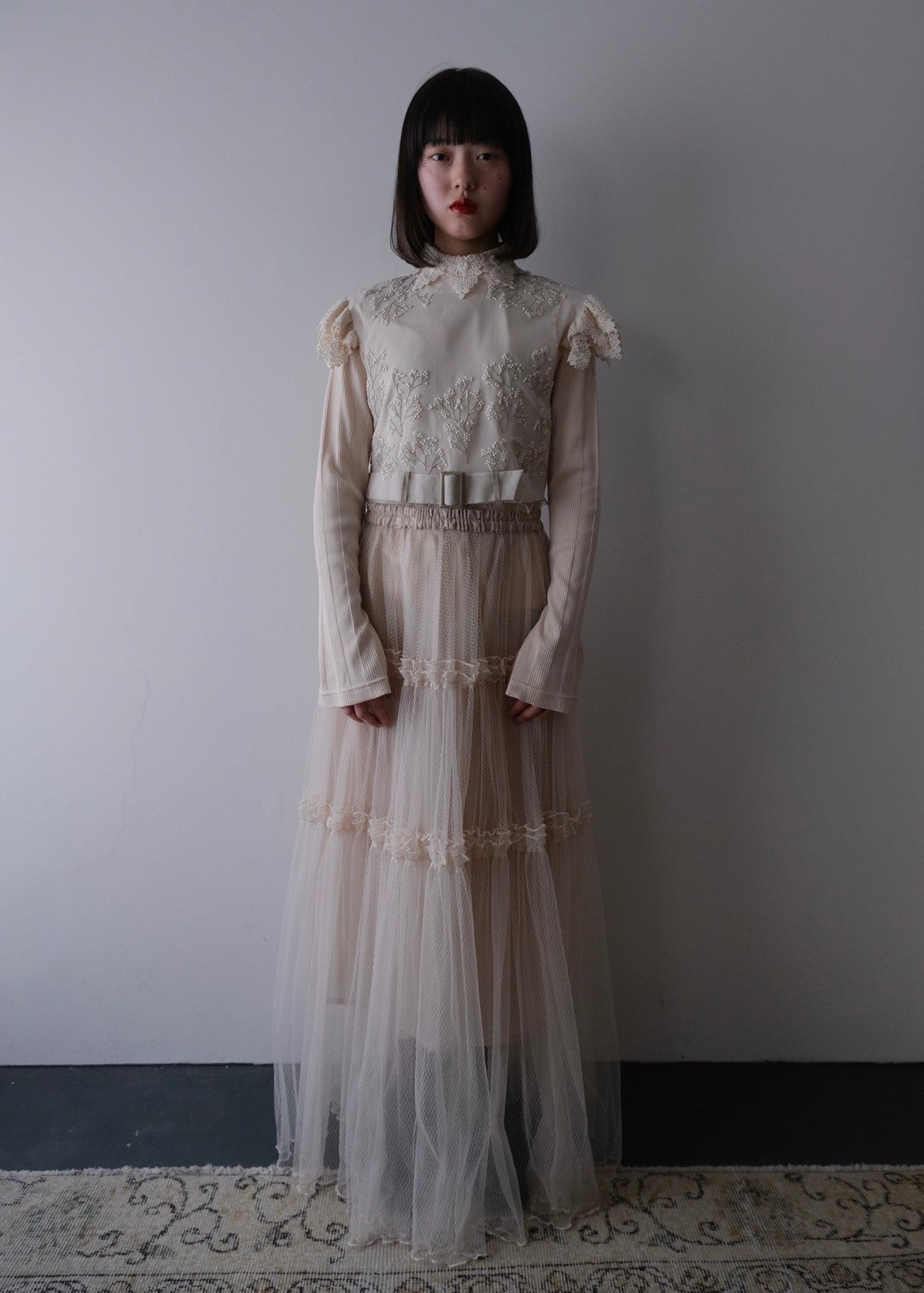 Diamond pattern tulle skirt
