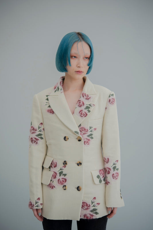 pink(yellow) rose jacquard jacket L【Delivery in August 2023】