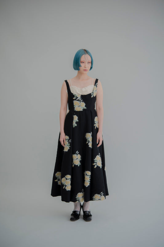 pink(yellow) rose jacquard dress【Delivery in December 2024】