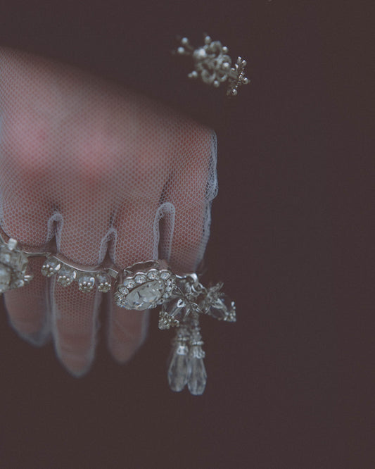 crystal bijou knuckle ring silver【Stock】