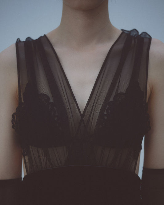 Front tulle velvet dress【Delivery in November 2025】