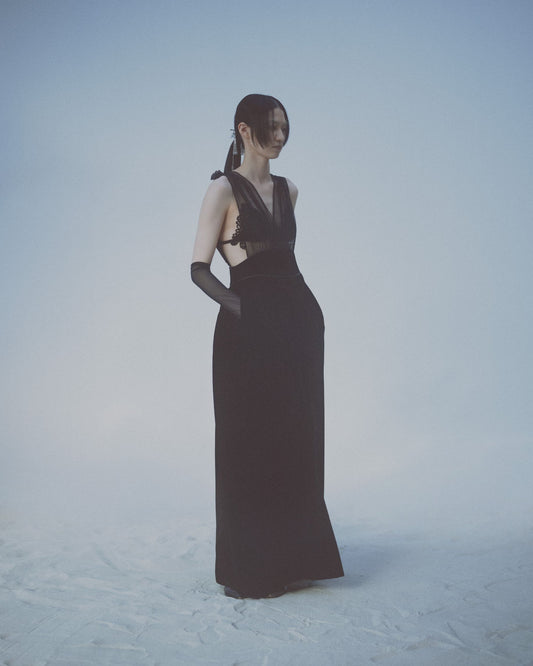 Front tulle velvet dress【Delivery in November 2025】