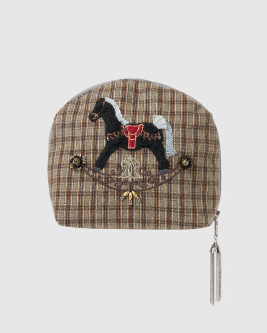 【New item】rocking horse check pouch Moss green【Delivery in April 2026】
