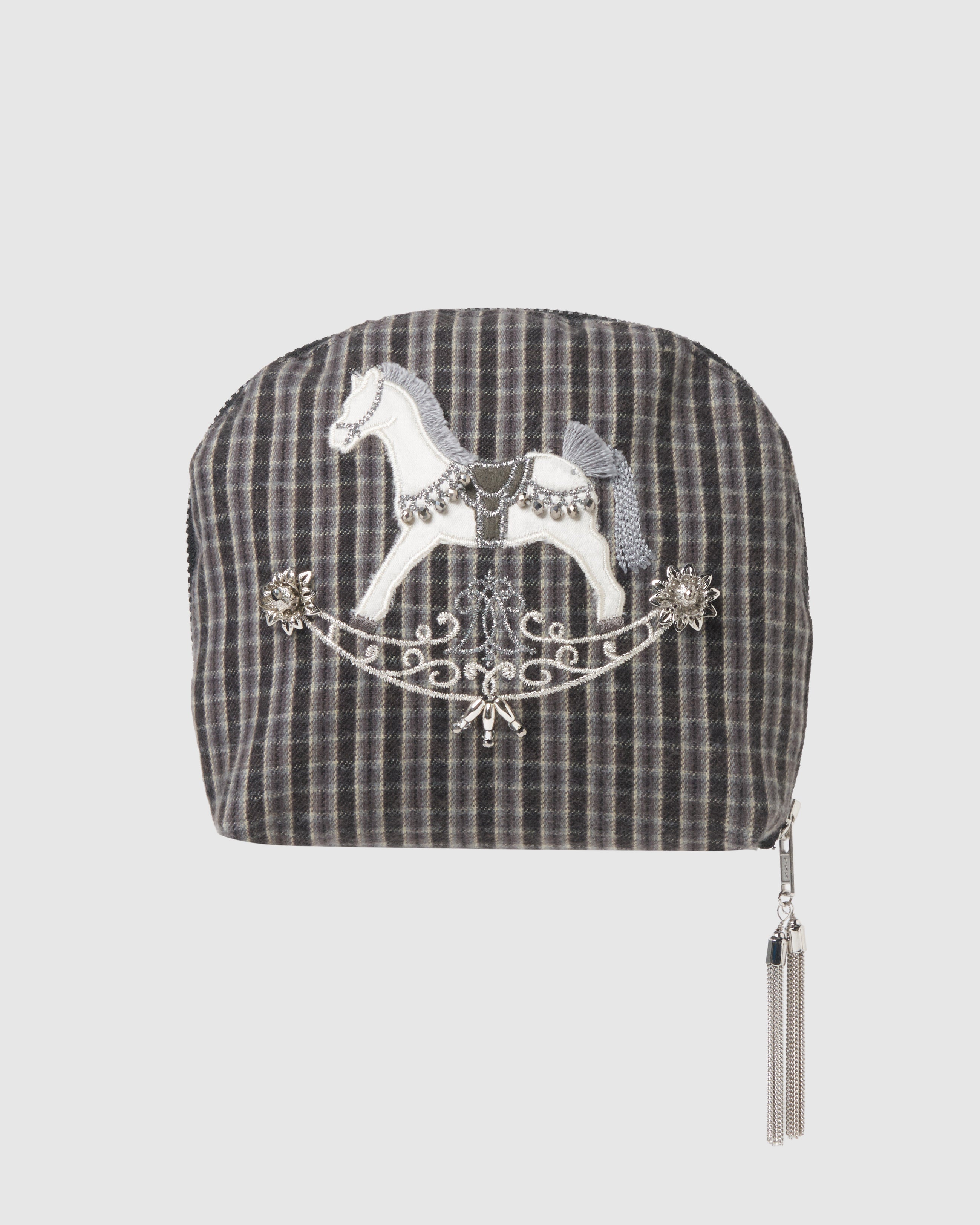 tanakadaisuke(タナカダイスケ)|ポーチ|rocking horse check pouch Gray