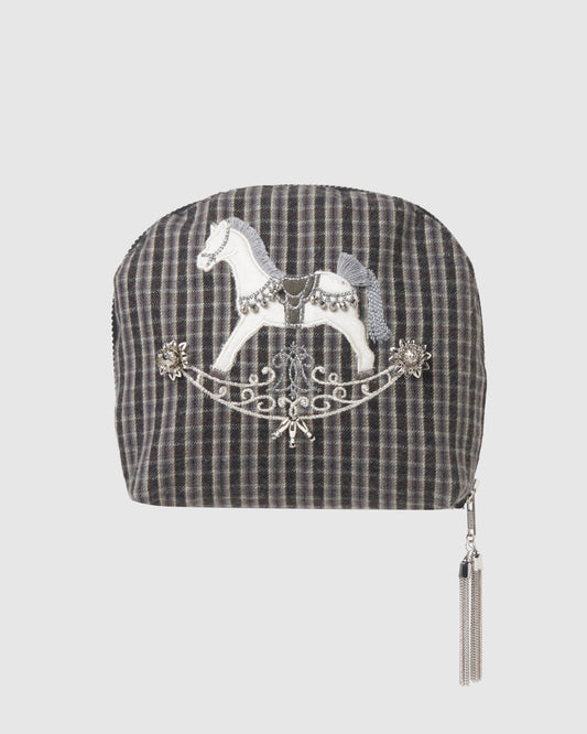 【New item】rocking horse check pouch Gray【Delivery in April 2026】