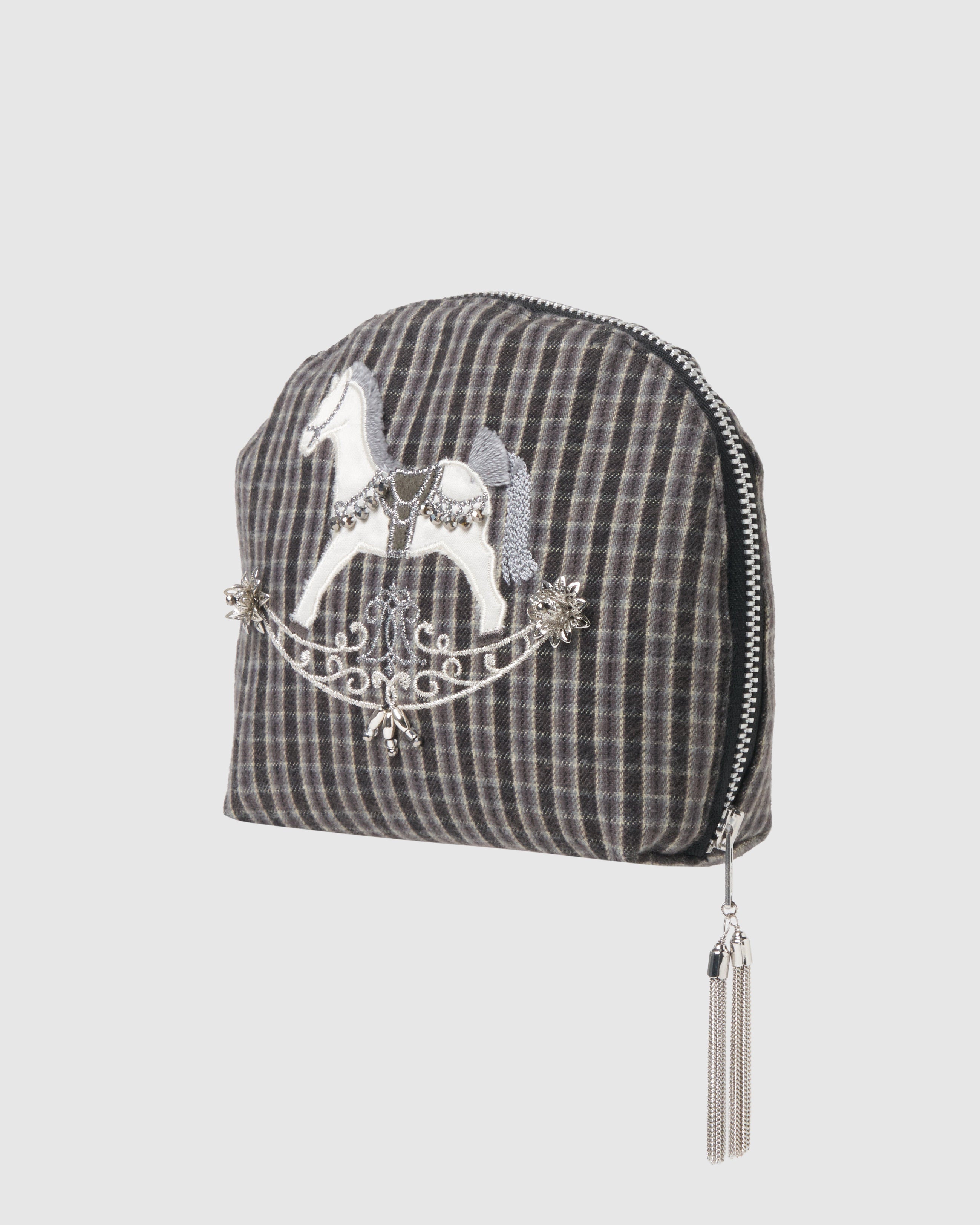 tanakadaisuke(タナカダイスケ)|ポーチ|rocking horse check pouch Gray