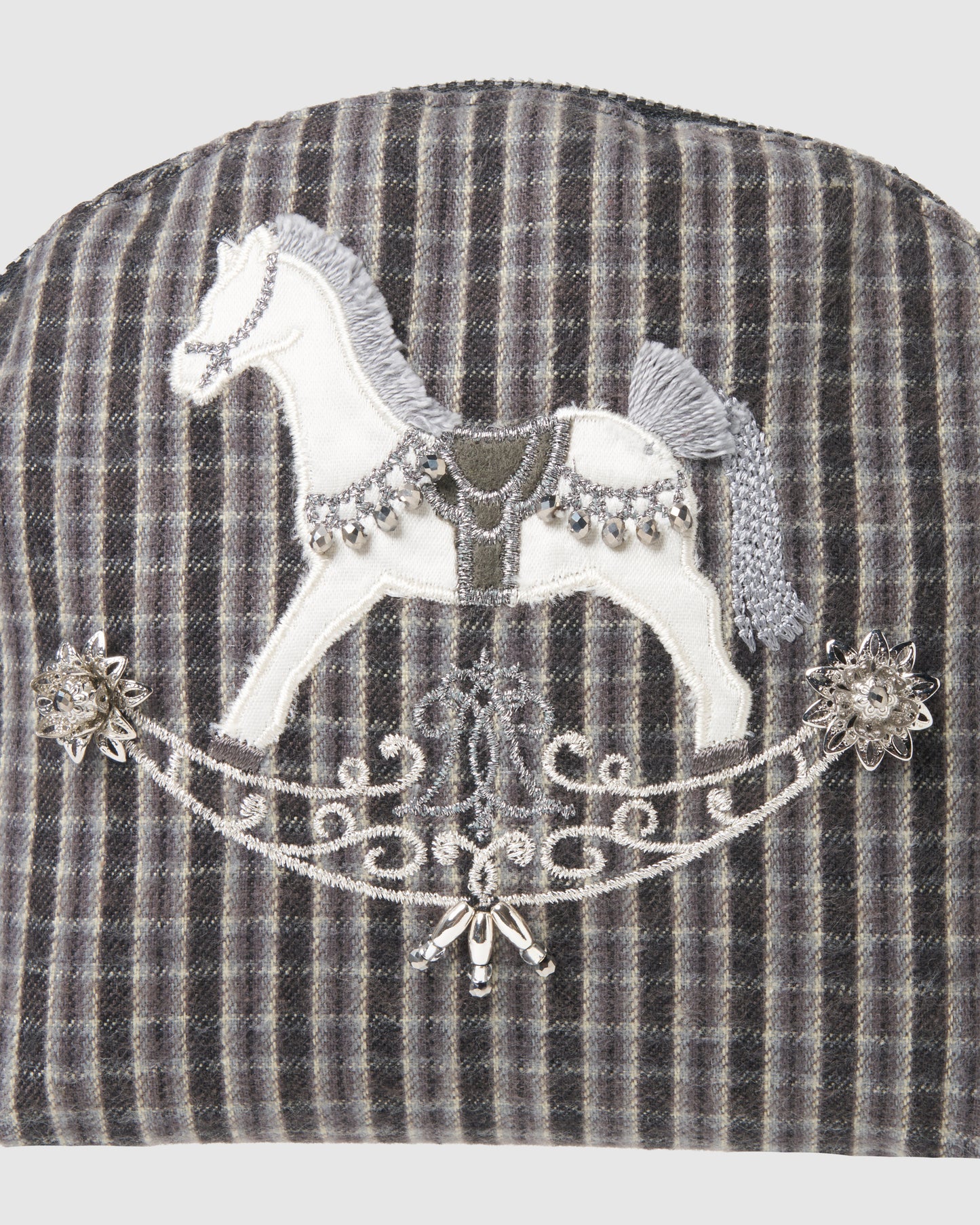 rocking horse check pouch Gray【stock】
