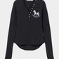 rocking horse patch thermal tops Charcoal【stock】