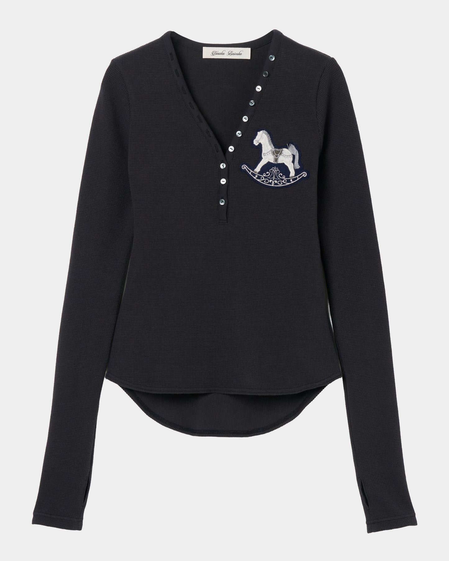 rocking horse patch thermal tops Charcoal【stock】