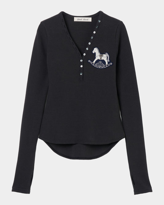 【New item】rocking horse patch thermal tops Charcoal【Delivery in April 2026】