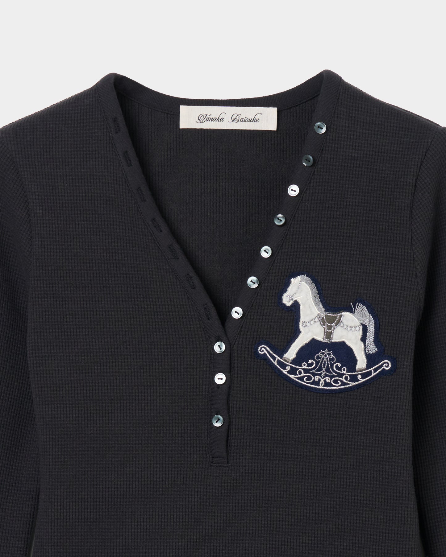 rocking horse patch thermal tops Charcoal【stock】