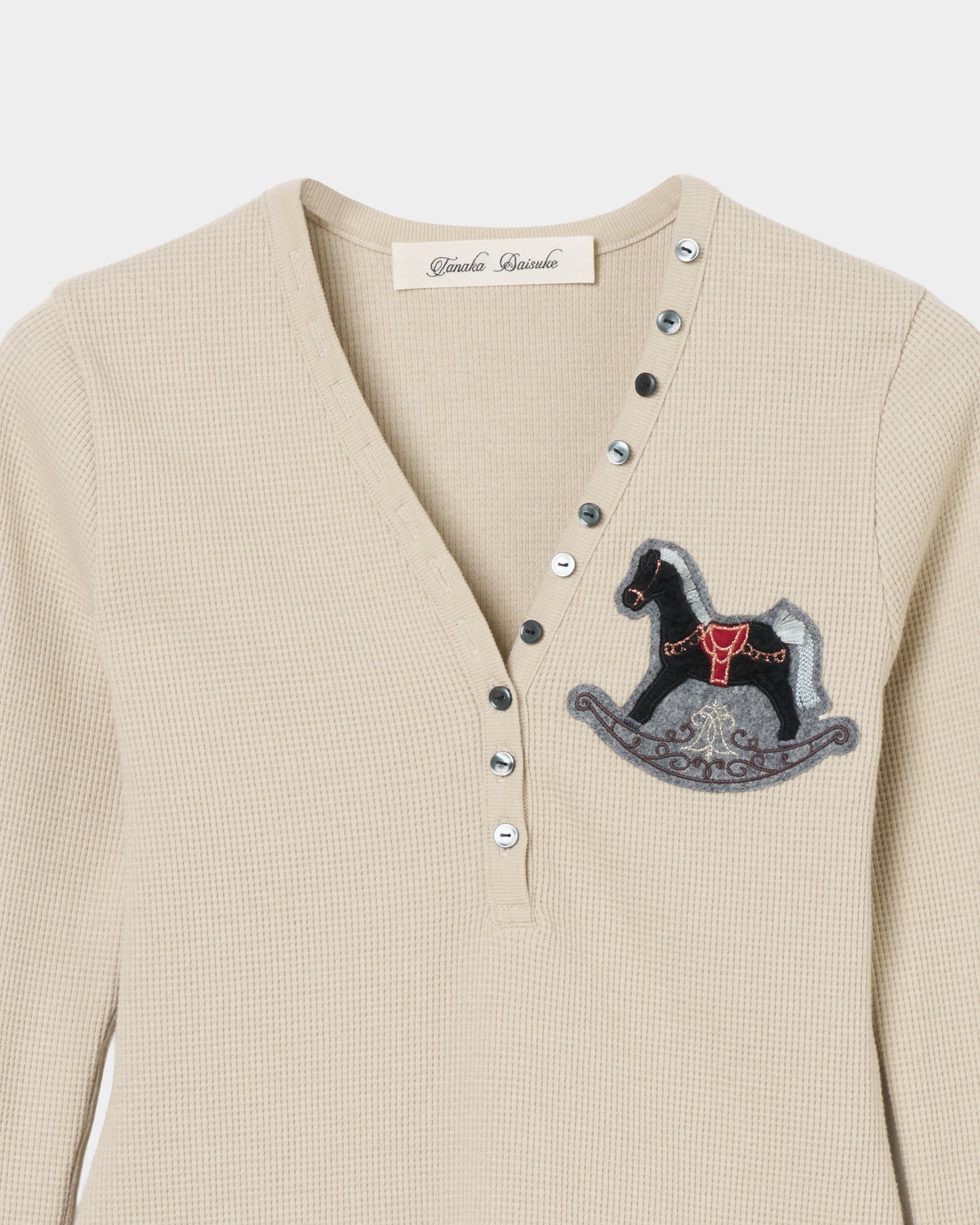 rocking horse patch thermal tops Beige【stock】