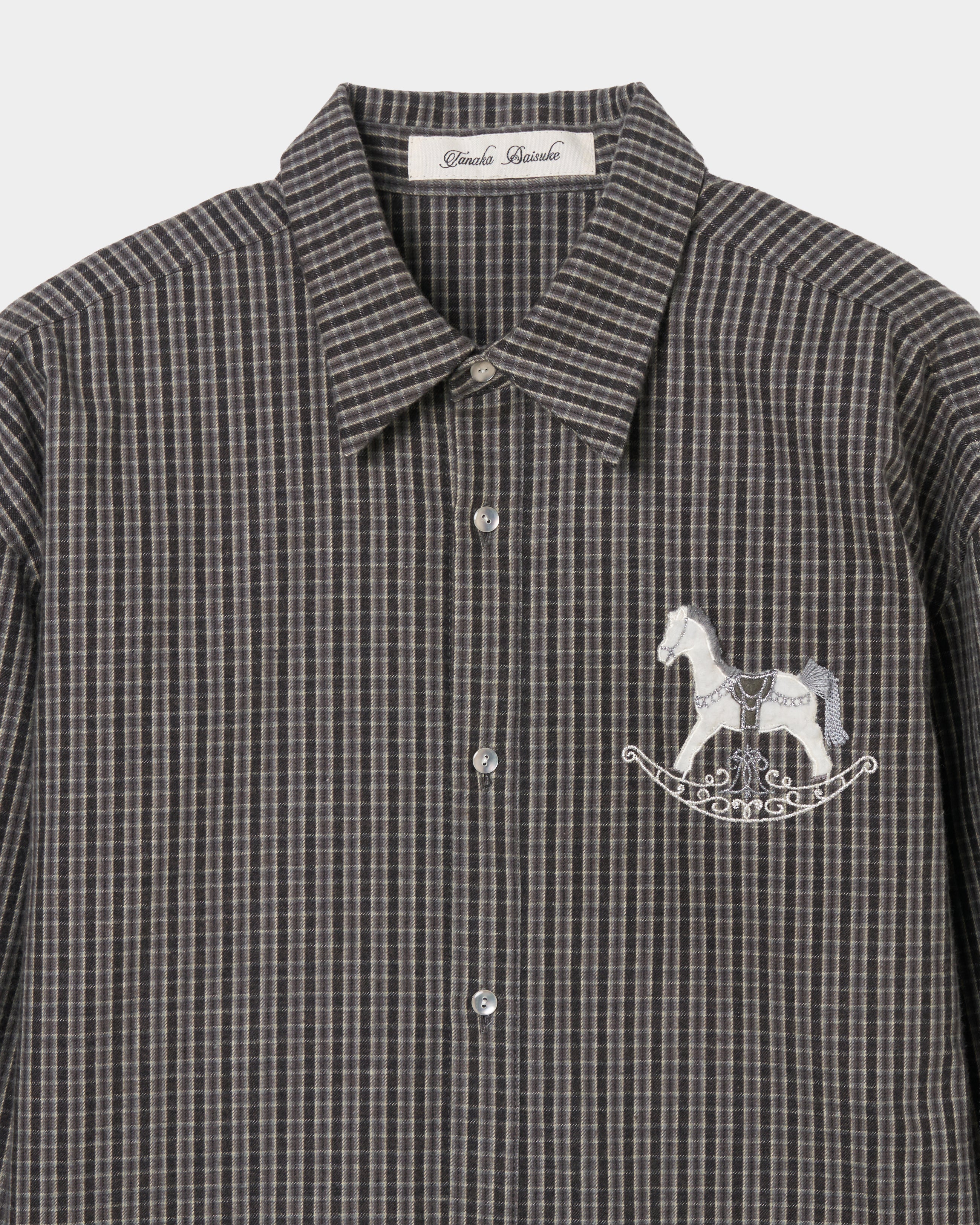 tanakadaisuke(タナカダイスケ)|シャツ|rocking horse check shirt Gray