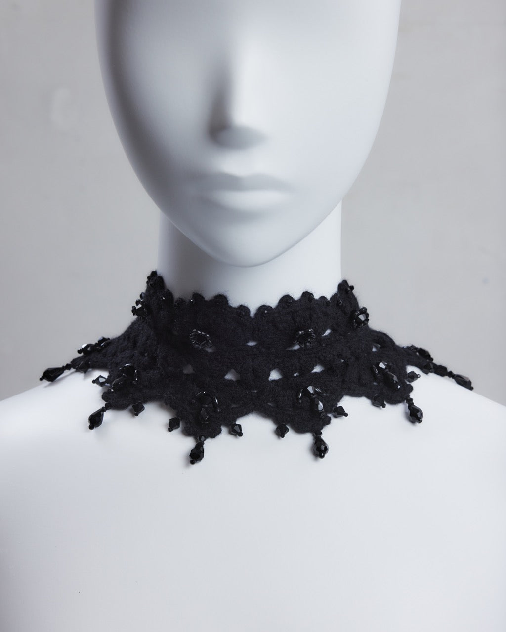lace crochet knit choker Black【Delivery in August 2026】