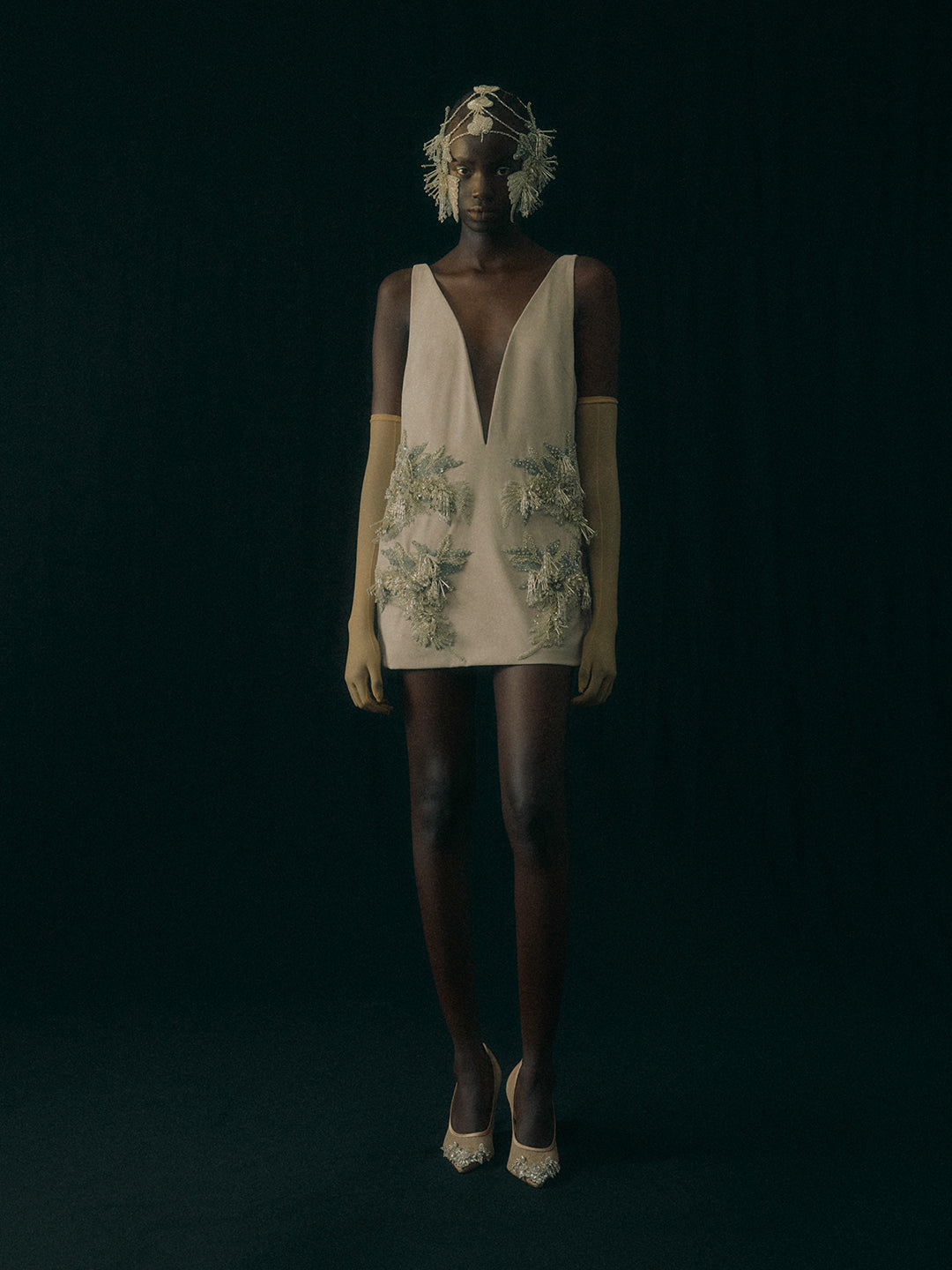 Botanical bijou suede mini dress【Delivery in April 2027】