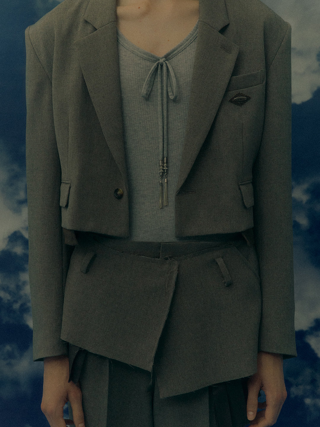 Pleated lining wrap skirt Gray【Delivery in January 2027】