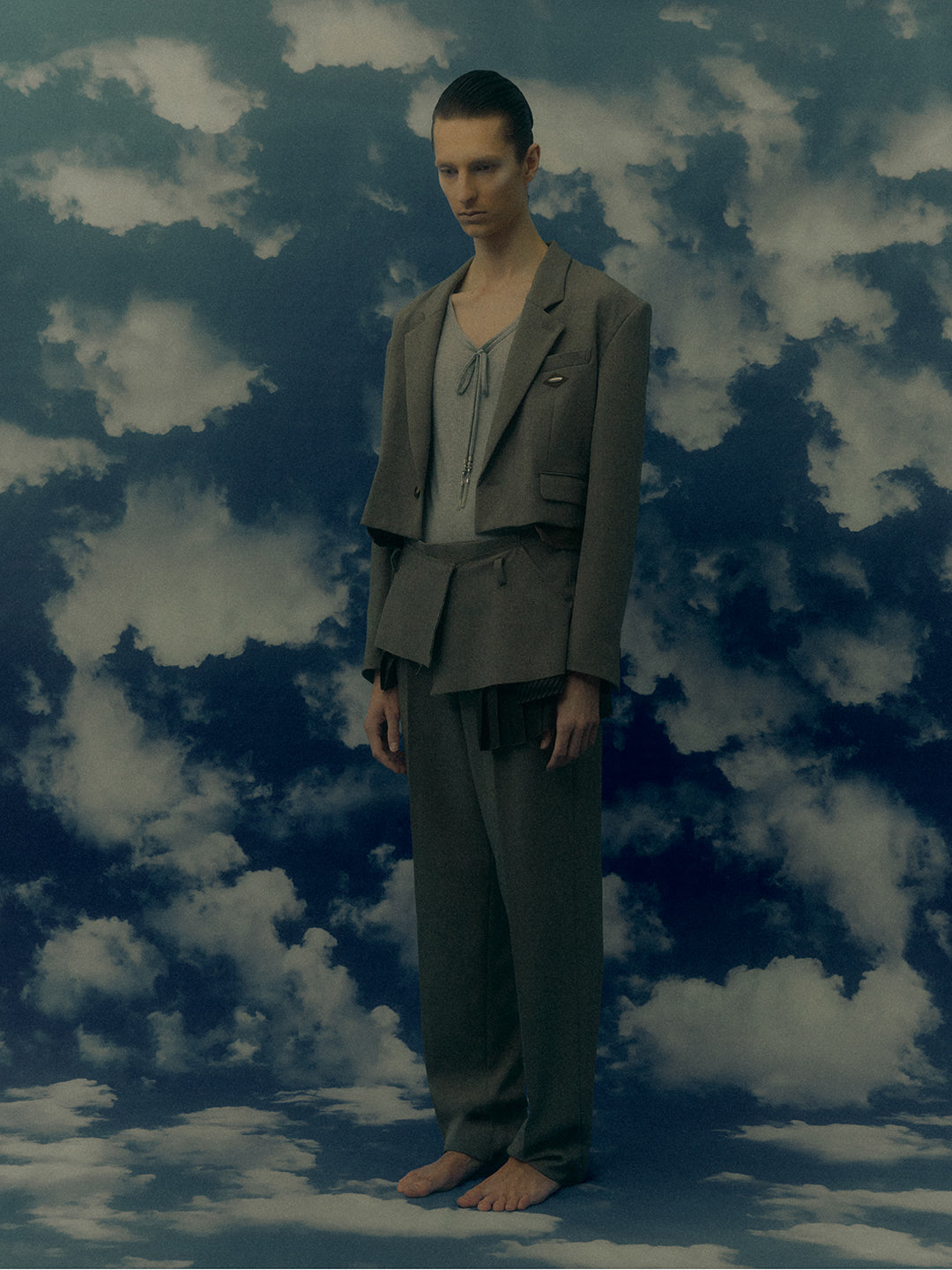 Pleated lining wrap skirt Gray【Delivery in January 2027】