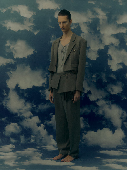 Pleated lining wrap skirt Gray【Delivery in January 2027】