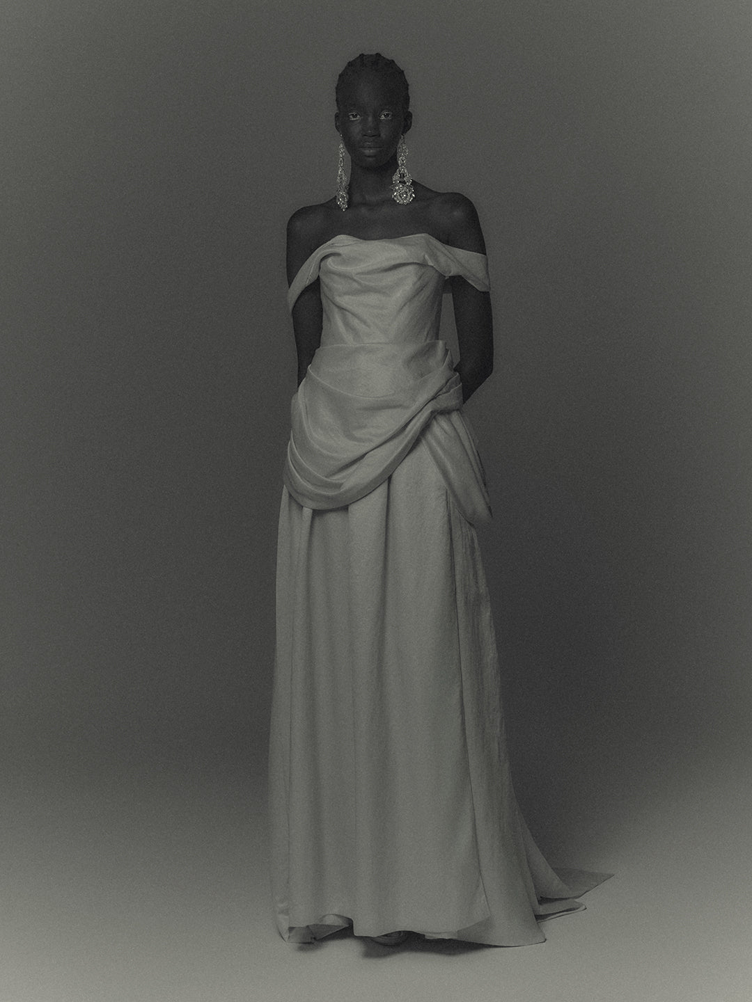 Satin drape dress One color【Delivery in April 2027】