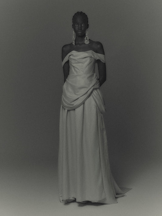 Satin drape dress One color【Delivery in March 2027】