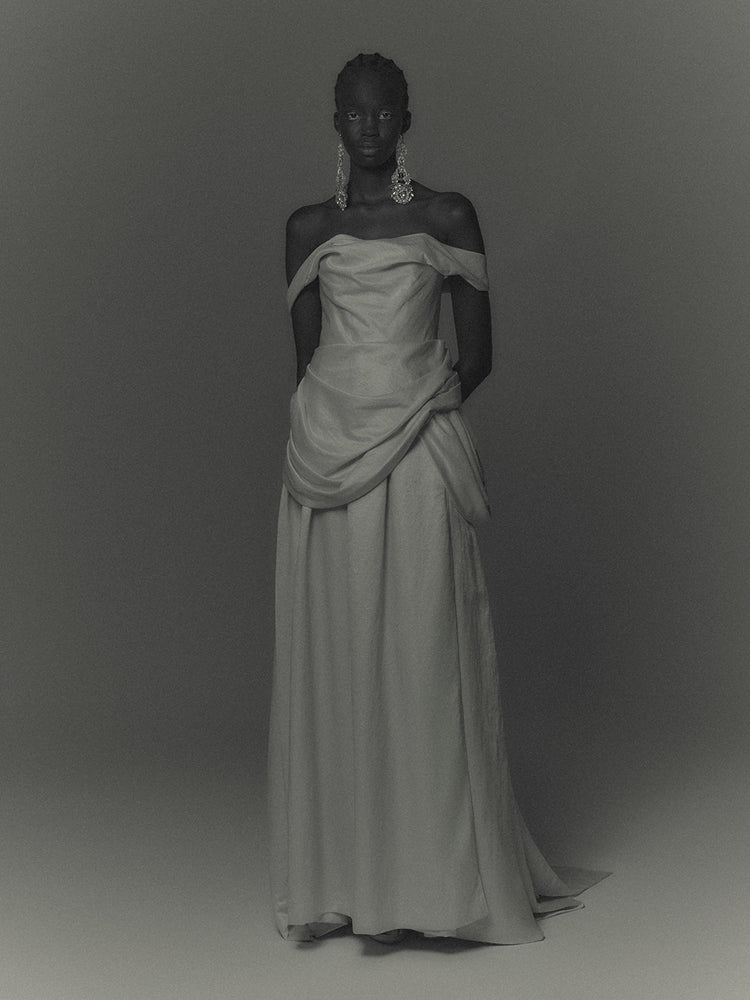 Satin drape dress One color【Delivery in March 2027】