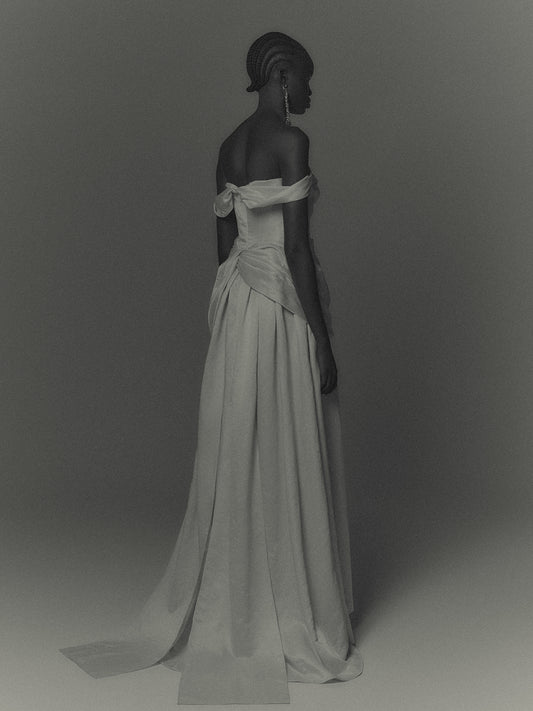 Satin drape dress One color【Delivery in March 2027】