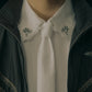Lace bijou bow tie shirt White【Delivery in February 2027】