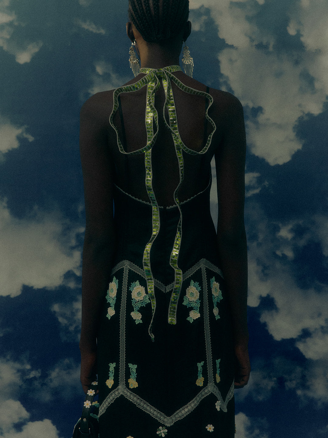 Silver lace floral dress【Delivery in April 2027】