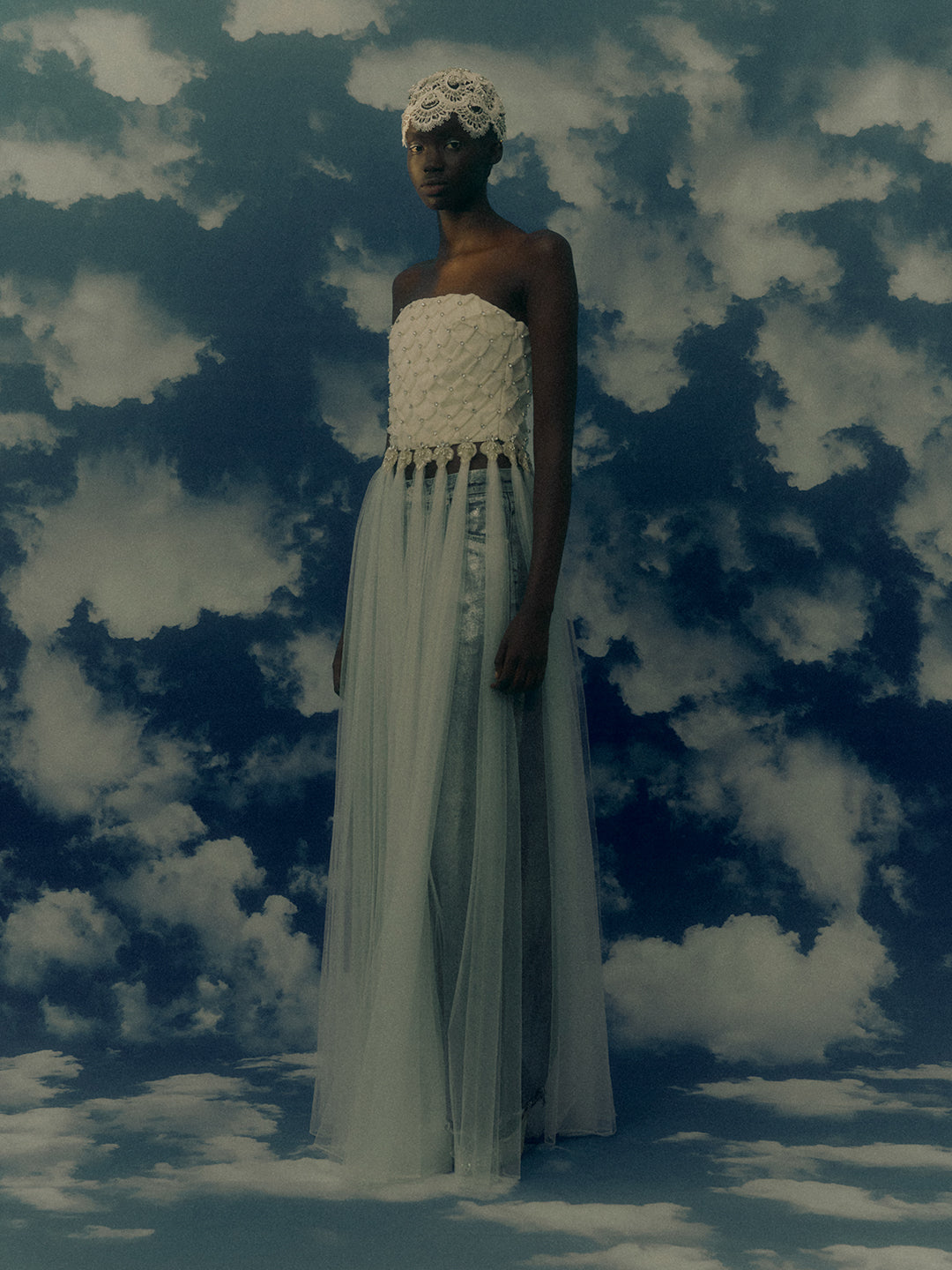 bijou cross tulle dress White【Delivery in April 2027】
