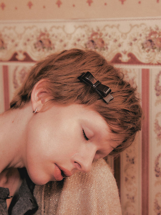 meteorite ribbon barrette Brown【Stock】