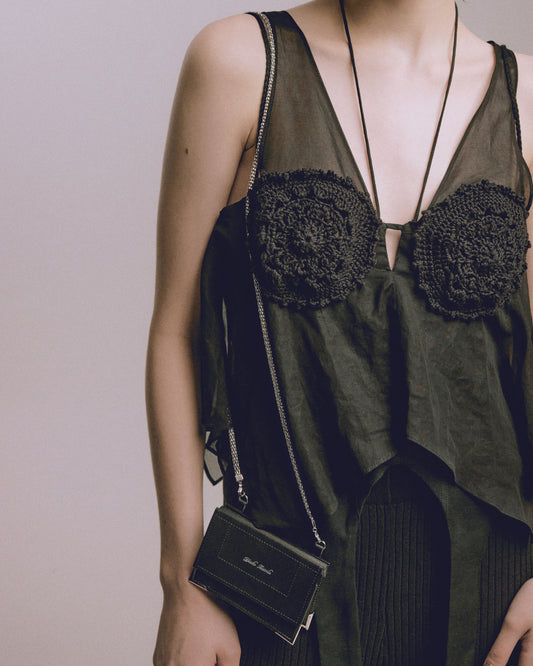 crochet knit bra sheer camisole black 【Delivery in July 2024】