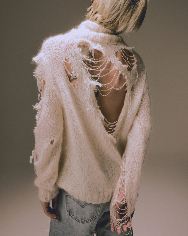 Shimmering damaged beads knit / Hard damaged【Delivery in February 2026】