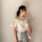 gather tulle ribbon tops Beige【Delivery in July 2024】