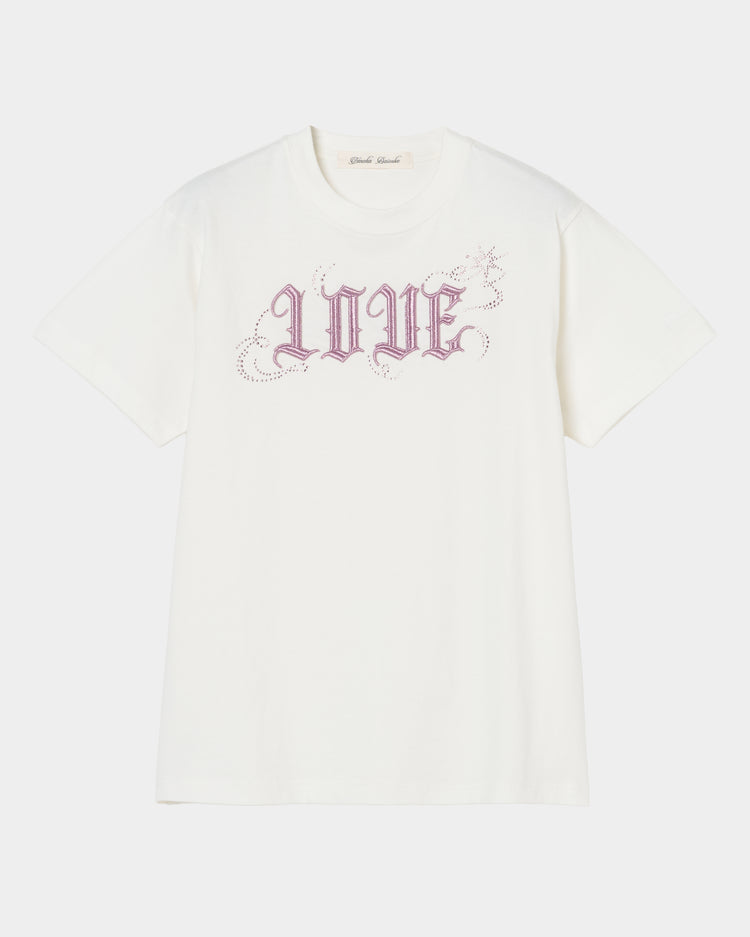 LOVE sparkle T-shirt White × Pink【POPUP先行】