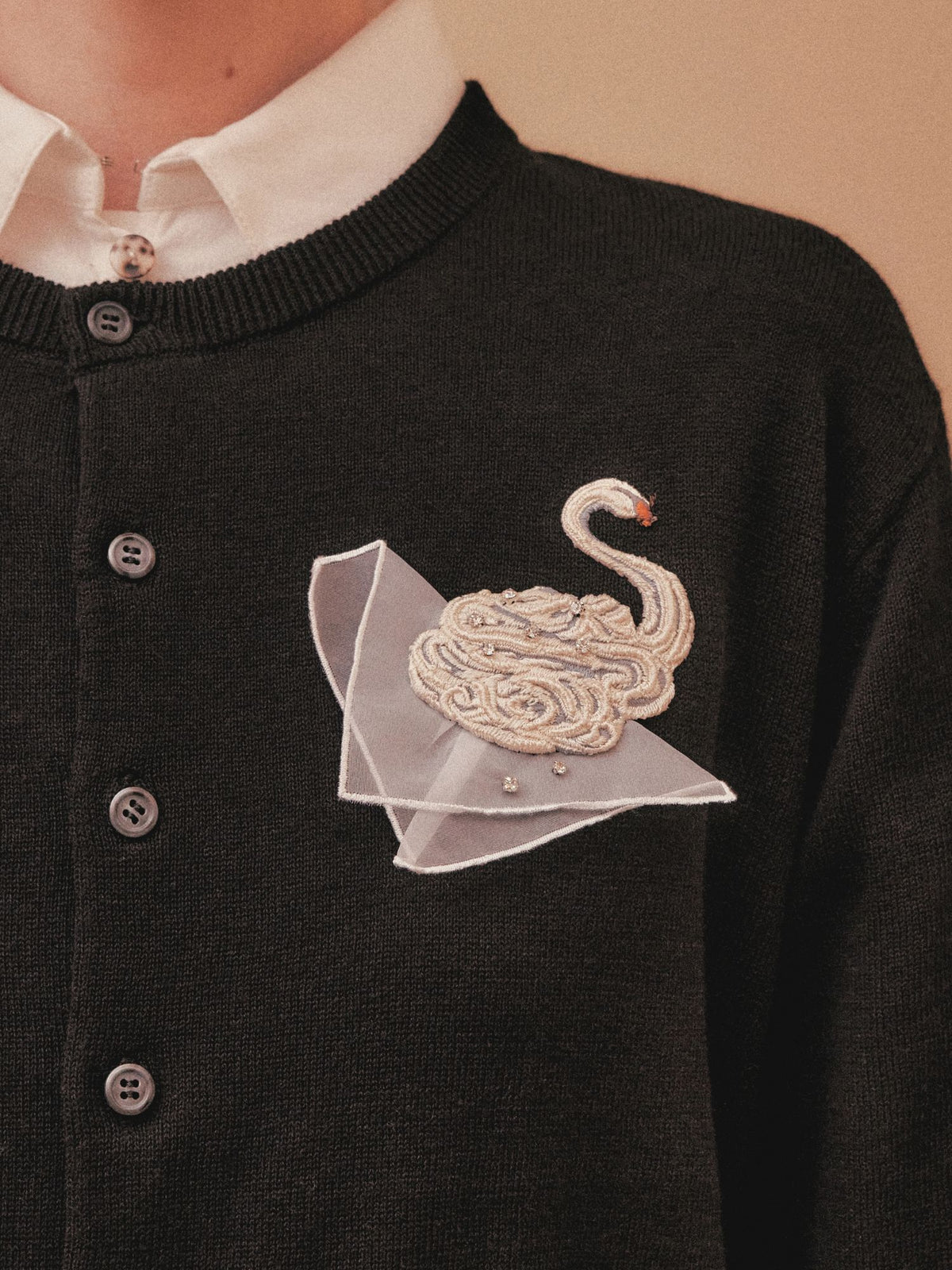 Meringue swan cardigan Black【Stock】