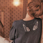 Silver crystal bijou wing cardigan Gray【Stock】