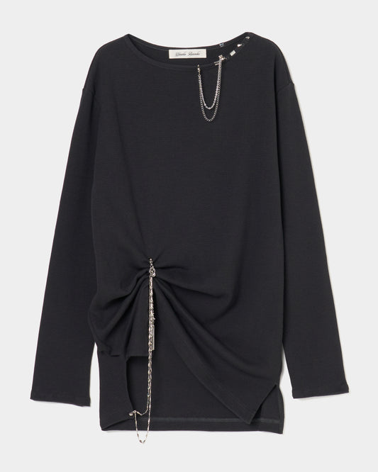 body piercing long sleeve pullover Charcoal【stock】