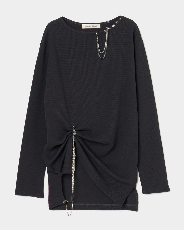 body piercing long sleeve pullover Charcoal【stock】